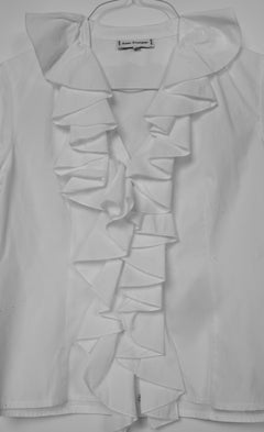 Anne Fontaine Cascading Ruffle Collar and Front Shirt with Hidden Front Zipper