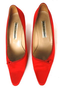 Lip Stick Red Satin Monolo Blahnik Kitten Heels