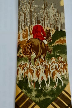 Orvis New and Un-Worn Classic Fox Hunting Themed Silk Tie Made in England