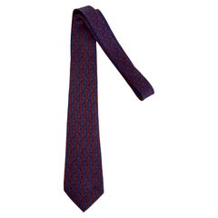 Corbata vintage de Gucci en azul y rojo, 100 % seda, con diseño bordado de bocado de caballo y etiqueta con la abeja