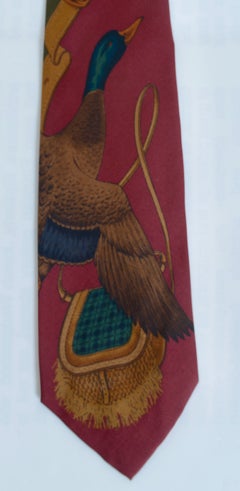 Vintage Polo Ralph Lauren Silk Tie with Flying Mallard Duck Hunting Motif