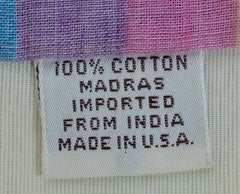 Vintage Bert Pulitzer Tie, Cotton Plaid Indian Madras, Made in the USA