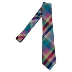 Vintage Bert Pulitzer Tie, Cotton Plaid Indian Madras, Made in the USA