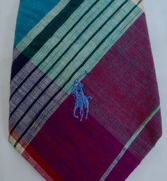 Vintage Polo Ralph Lauren Indian Madras Plaid Tie Hand Made in the USA, Un-Worn