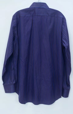 Camicia Etro a maniche lunghe in cotone a righe viola e nere, con 7 bottoni sul davanti, Italia