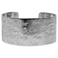 Tiffany & Co Sterling Silver "Notes" Wide Bangle Cuff Bracelet with Original Bag