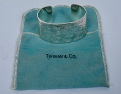 Tiffany & Co Sterling Silver "Notes" Wide Bangle Cuff Bracelet with Original Bag