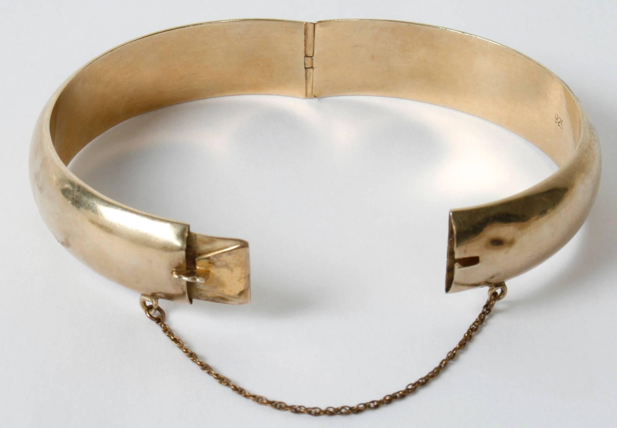 Sterling Silver Vermeil Round Bangle Bracelet In Good Condition In valatie, NY