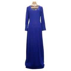 ST.JOHN Women's Knit Purple Gown With Metallic Sequins & Studs on Neck & Sleeves