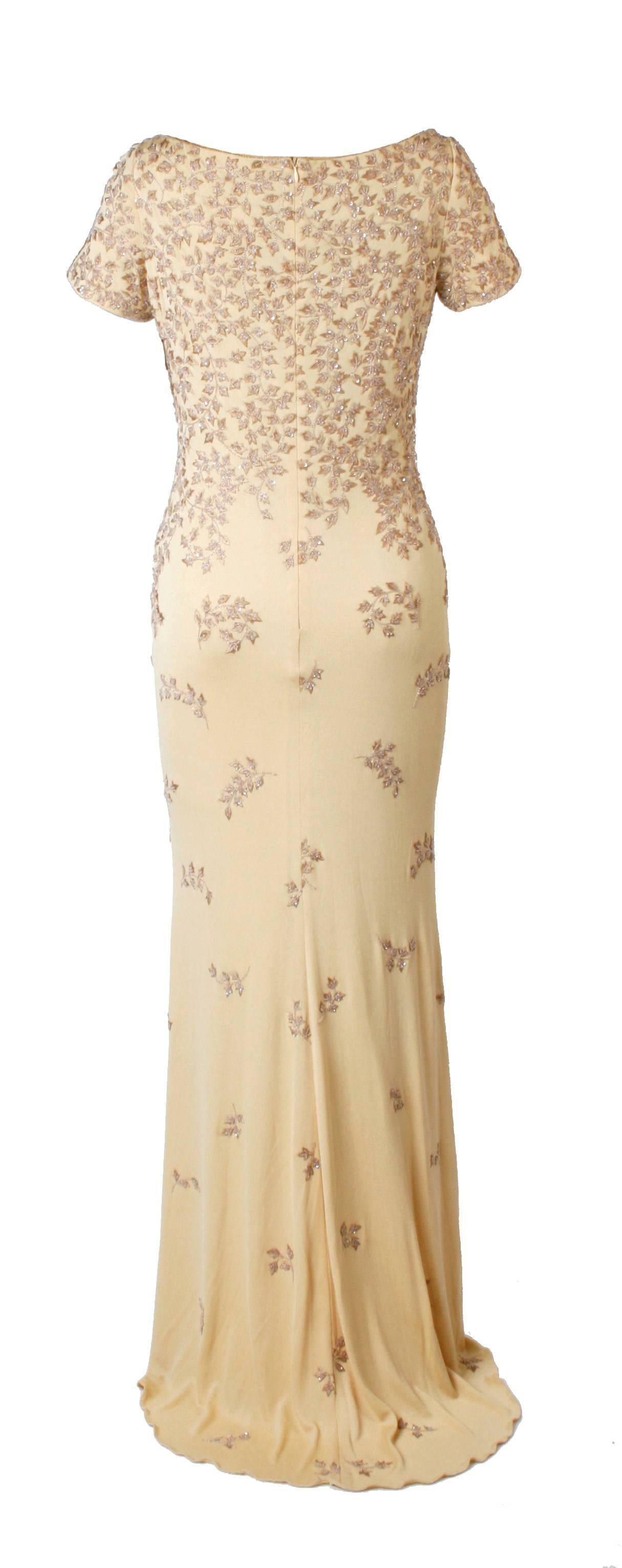 Women's Naeem Khan Beaded and Embroidered Crepe Gown with Fish Tail