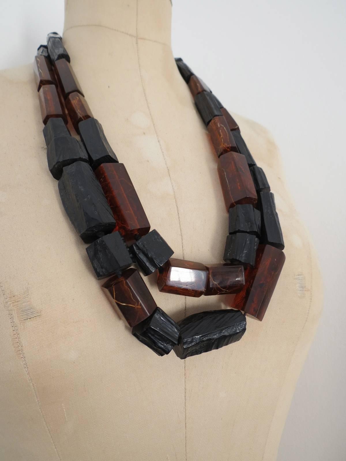 Danish Monies Gerda Lynggaard Pressed Amber Lucite Necklace 2