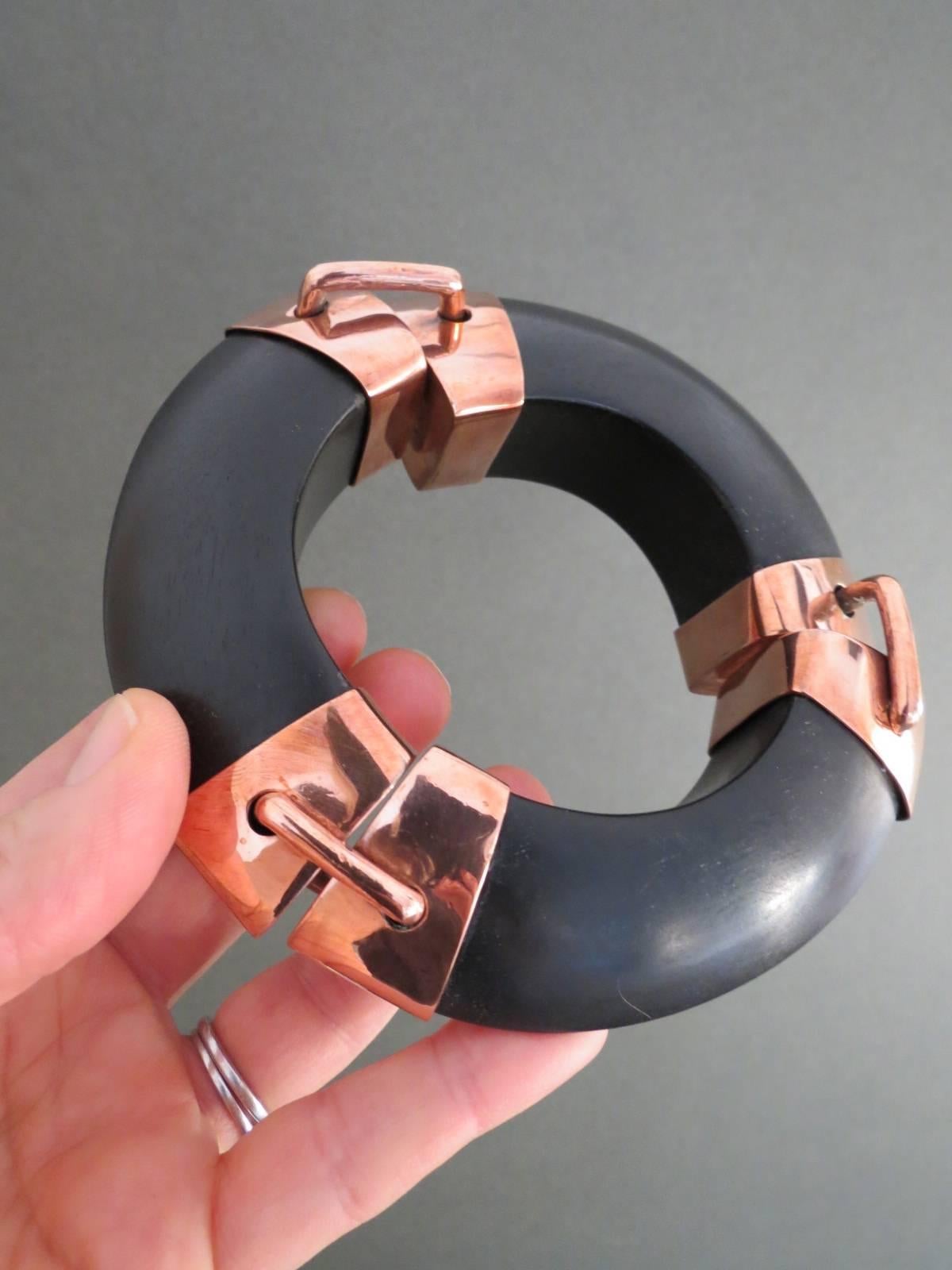 Danish Monies Gerda Lynggaard Ebony Cuff Bangle Bracelet  In Good Condition For Sale In Hove, GB