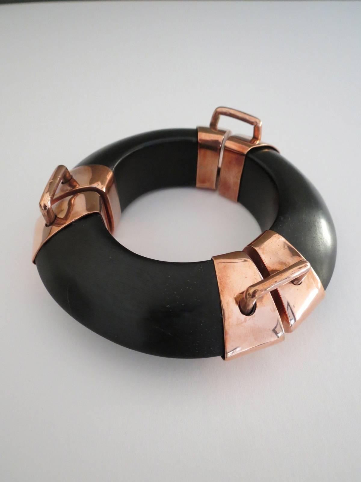 Danish Monies Gerda Lynggaard Ebony Cuff Bangle Bracelet  For Sale 2