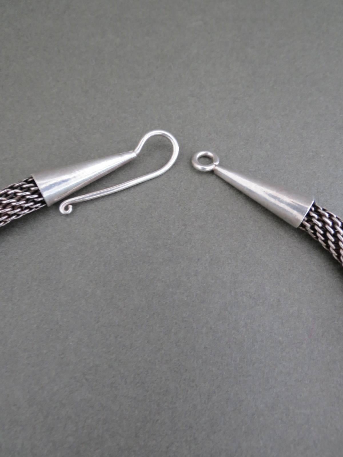 Danish Sterling Silver Snakeskin Choker Modernist Necklace  For Sale 4