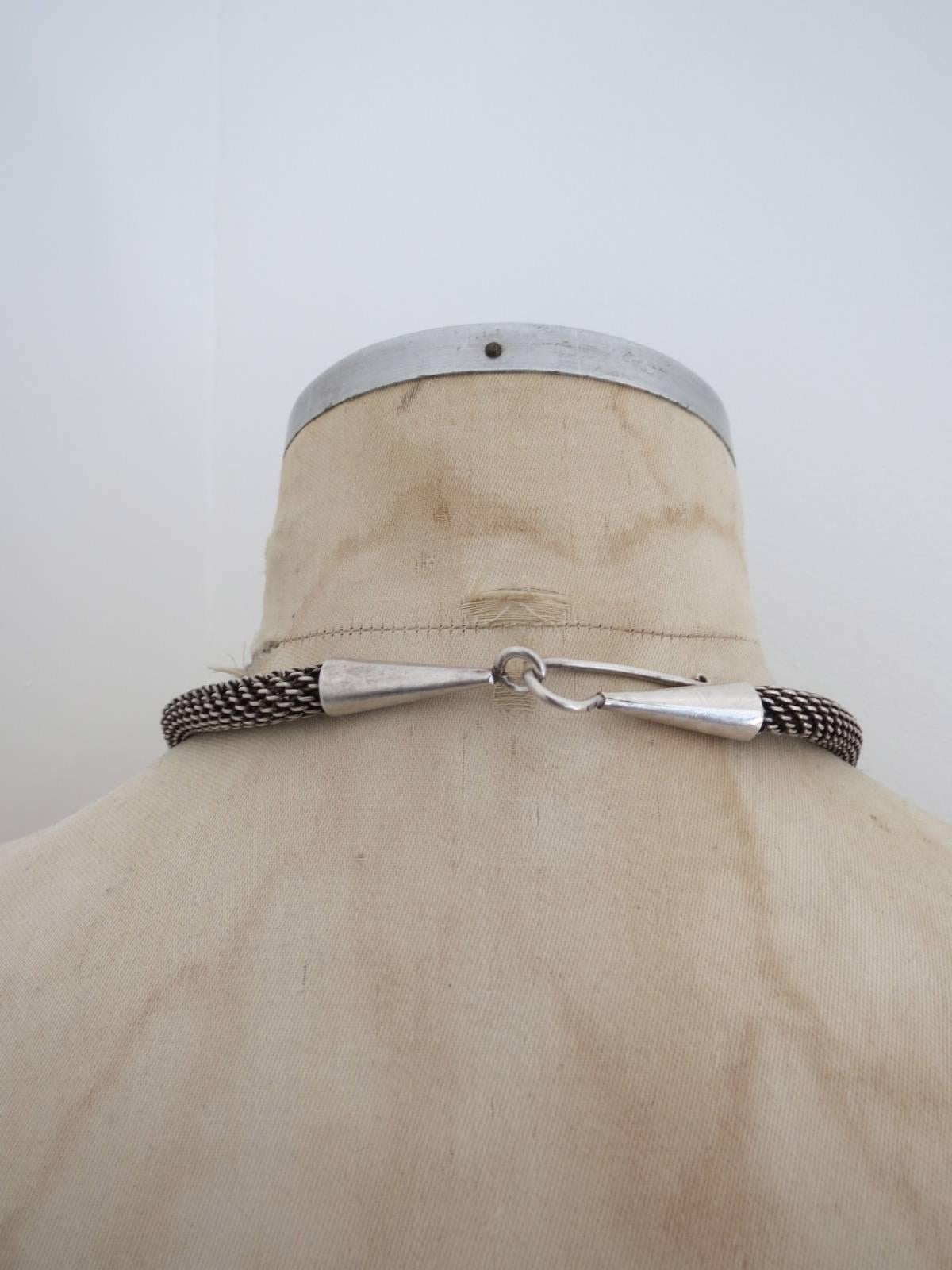 Danish Sterling Silver Snakeskin Choker Modernist Necklace  For Sale 6