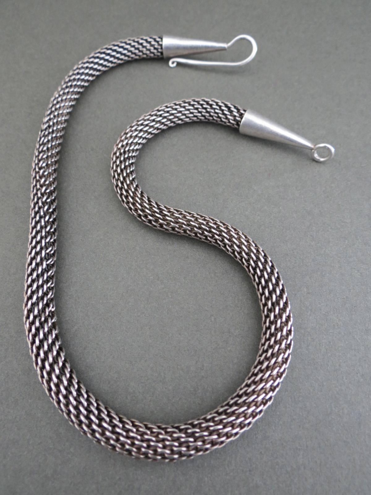 Women's Danish Sterling Silver Snakeskin Choker Modernist Necklace  For Sale