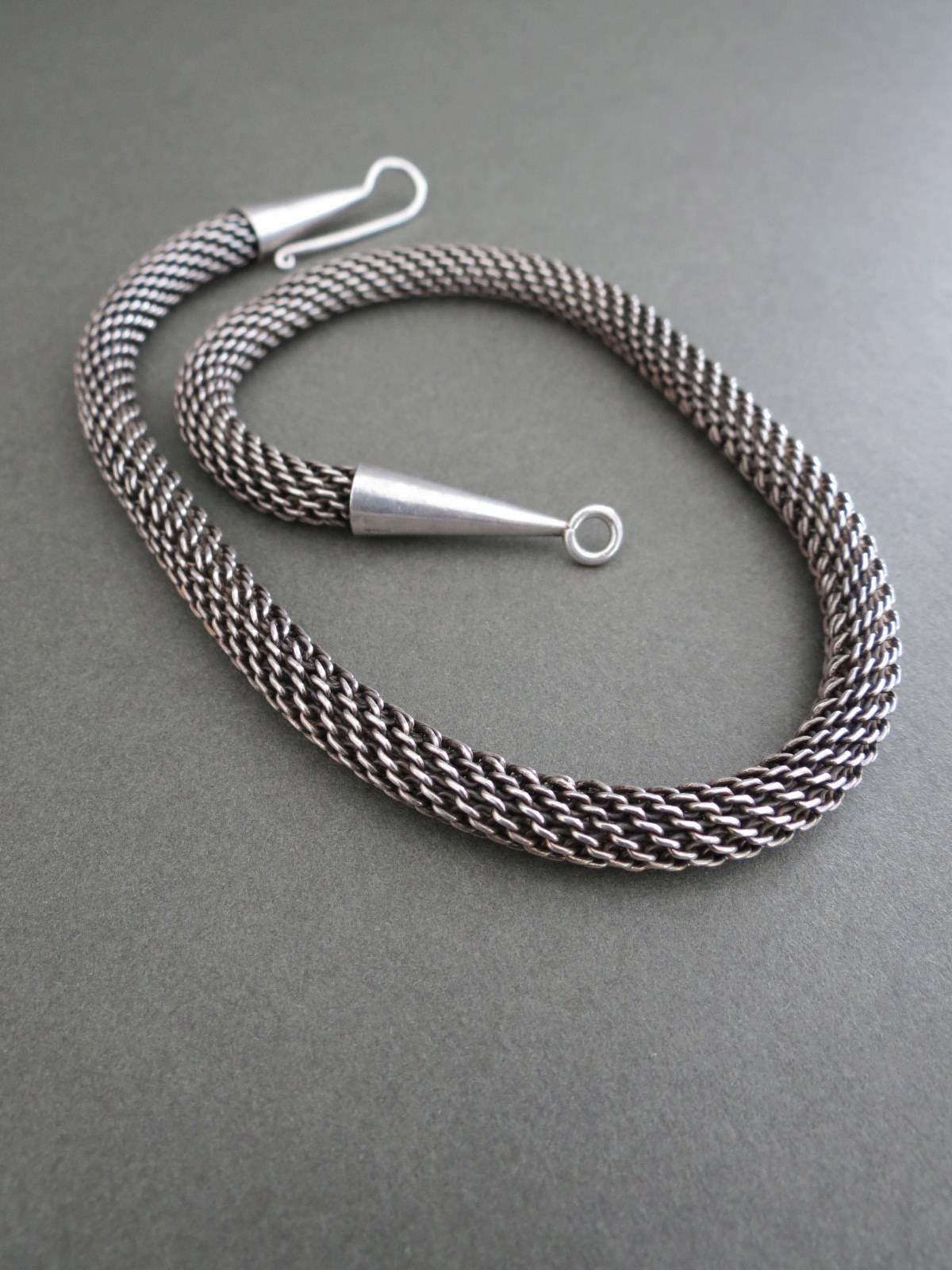 Vintage Sterling Silver Danish Snakeskin Mid Century Necklace. Lovely Scandinavian design and hallmarked on the clasp. 
Item Specifics
Length: 50cm (approx 19.50