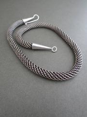 Danish Sterling Silver Snakeskin Choker Modernist Necklace