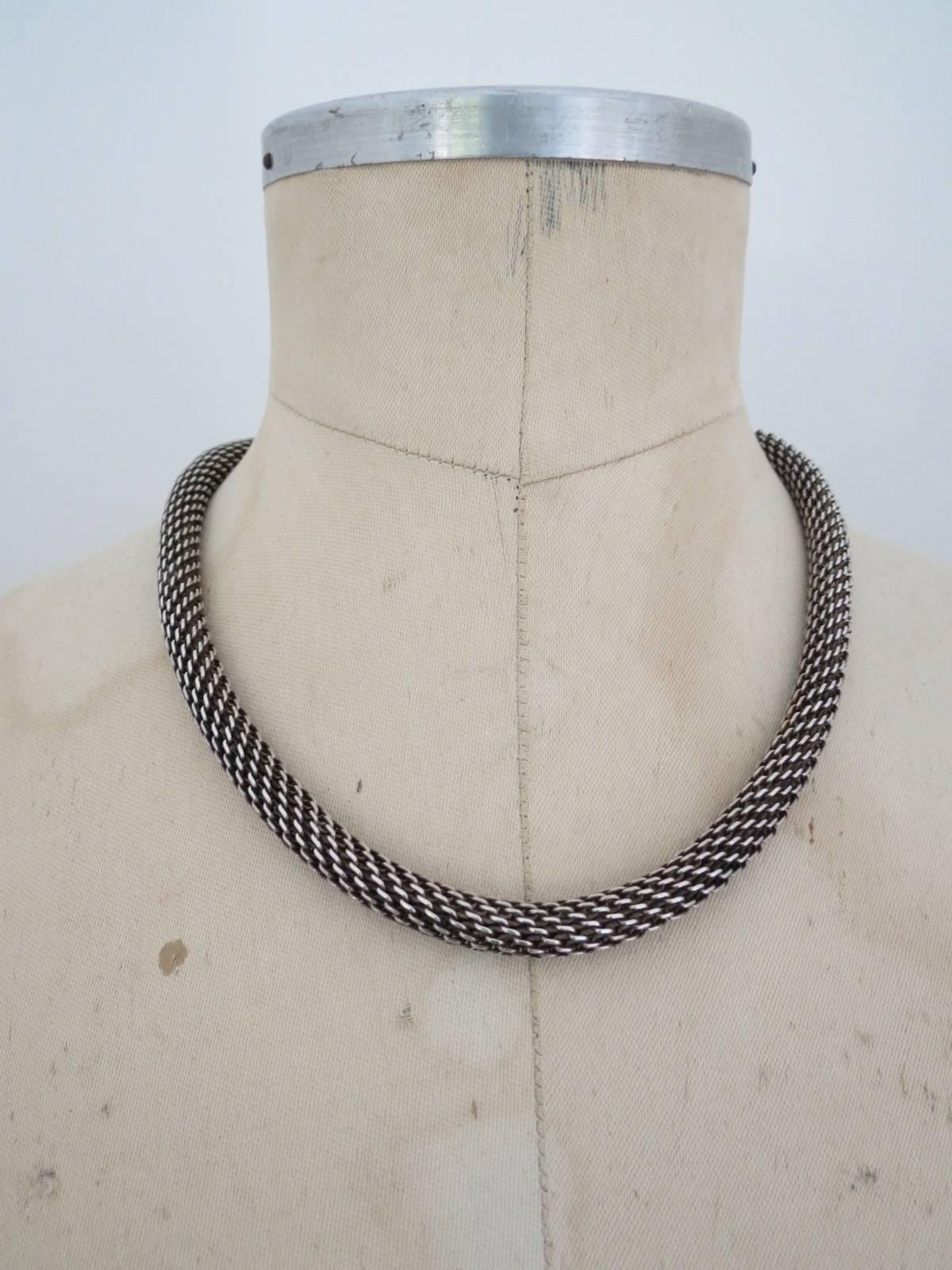 Danish Sterling Silver Snakeskin Choker Modernist Necklace  For Sale 5