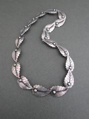 Danish Silver Leaf Choker Necklace by John L. Lauritzen