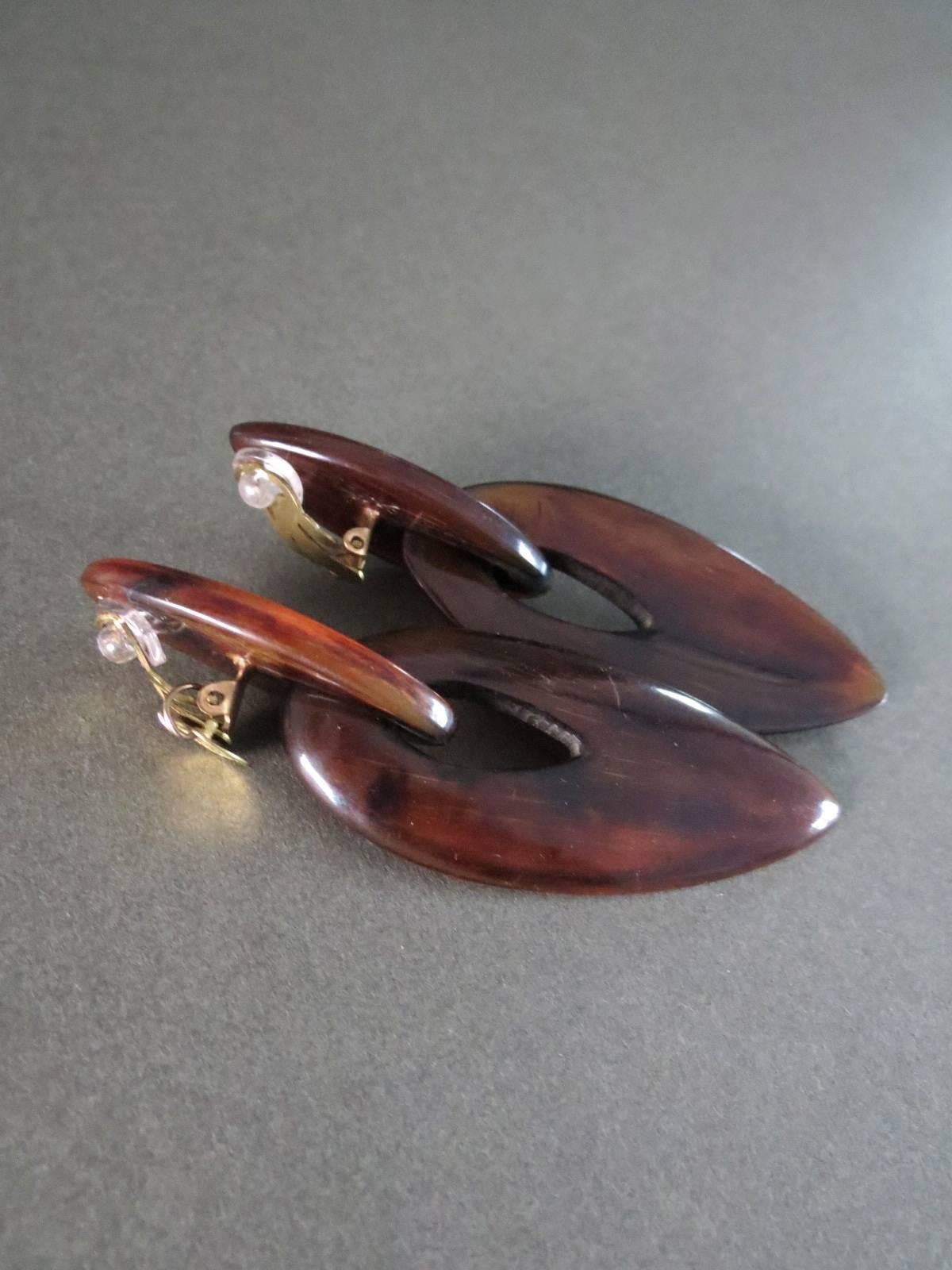 Modernist Danish Monies Gerda Lynggaard Horn Earrings Signed For Sale