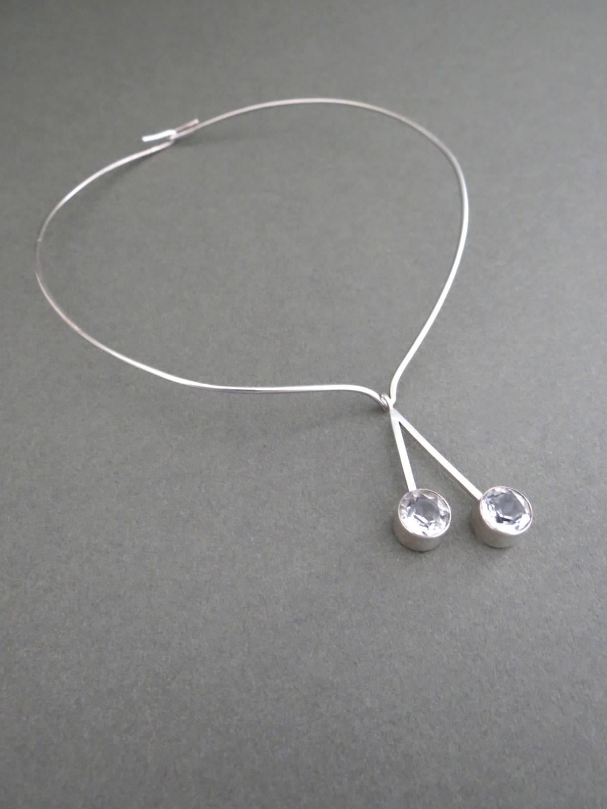 Vintage Danish Mid Century Silver Quartz Modernist Pendant Necklace Choker .
The choker is hallmarked.
Item Specifics
Height: 13cm (approx 5.00