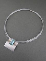 Danish Silver Topaz Modernist Mid Century Pendant Necklace Choker