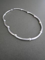 Danish Silver Pearl Modernist Mid Century Necklace Choker