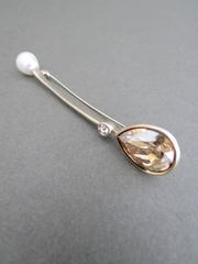 Danish Silver Gilt Pearl Paste Mid Century Modernist Brooch