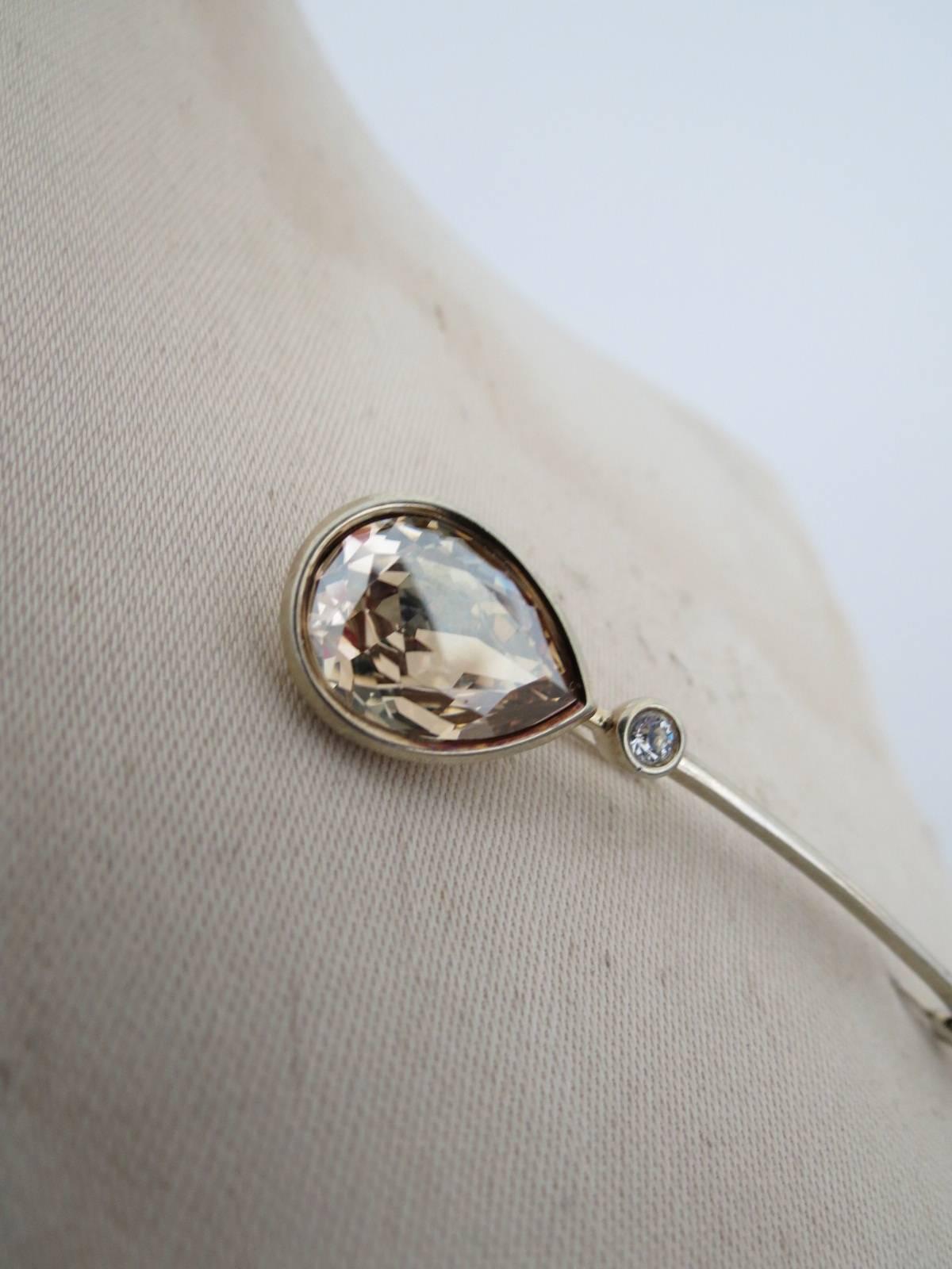 Danish Silver Gilt Pearl Paste Mid Century Modernist Brooch  For Sale 6
