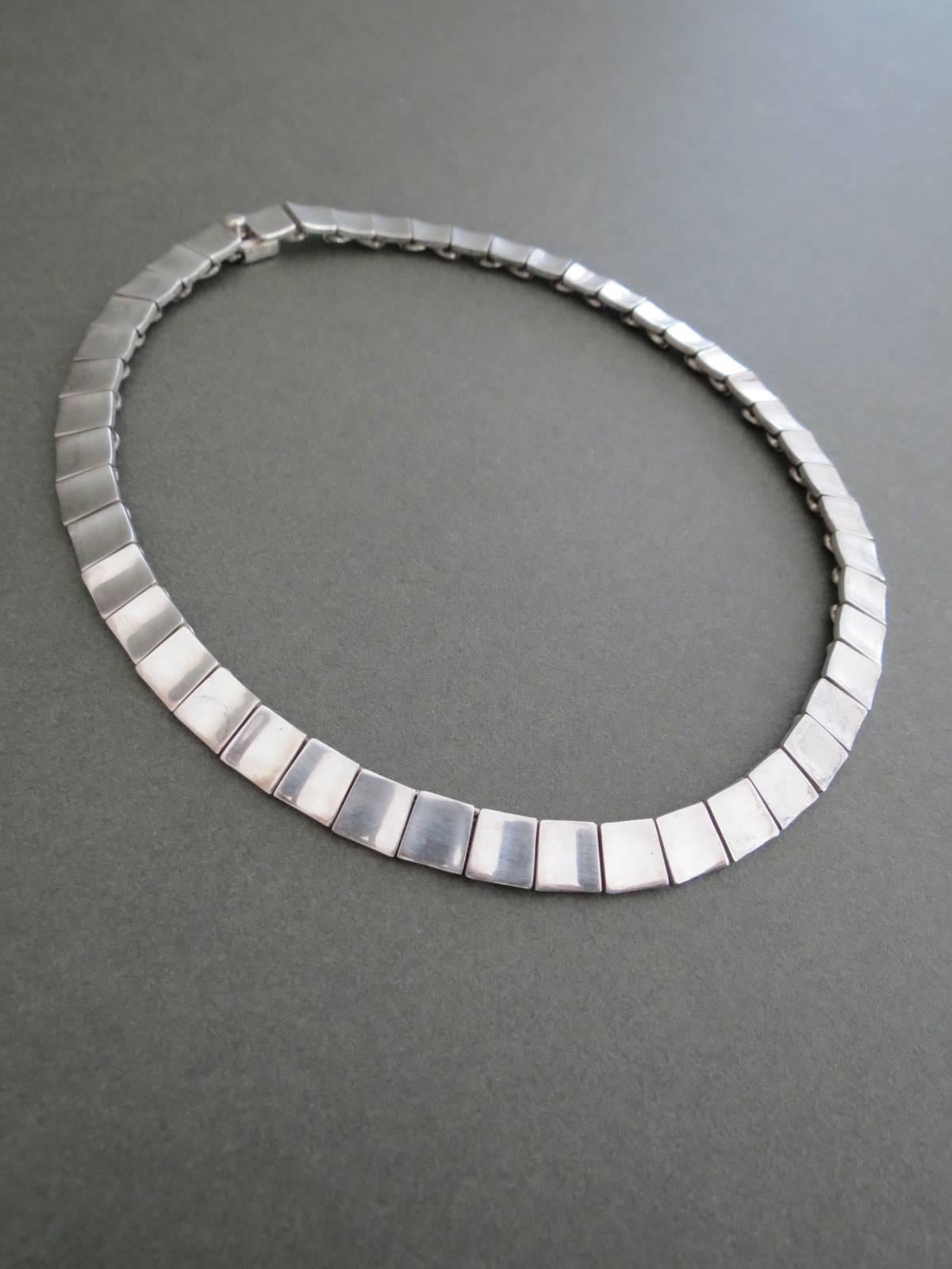 Mannerist Modernist Mid Century Silver Choker Necklace  For Sale