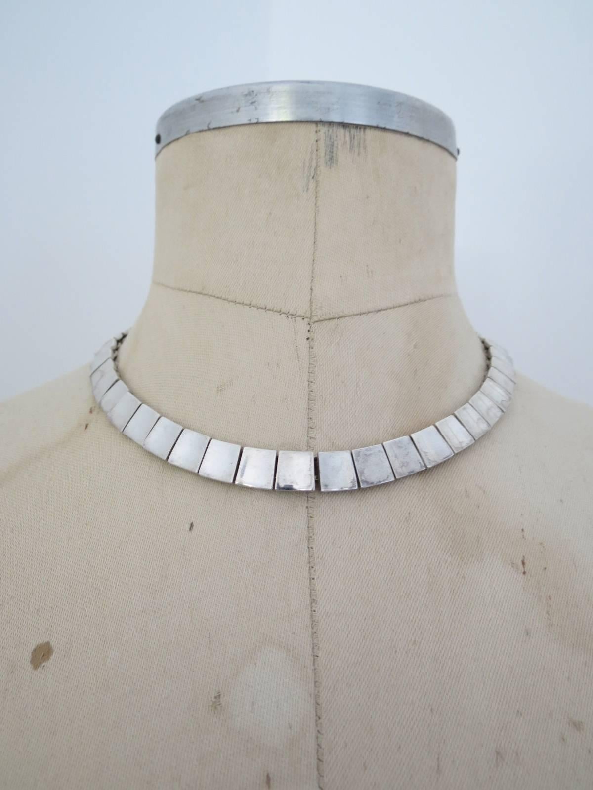 Modernist Mid Century Silver Choker Necklace  For Sale 5