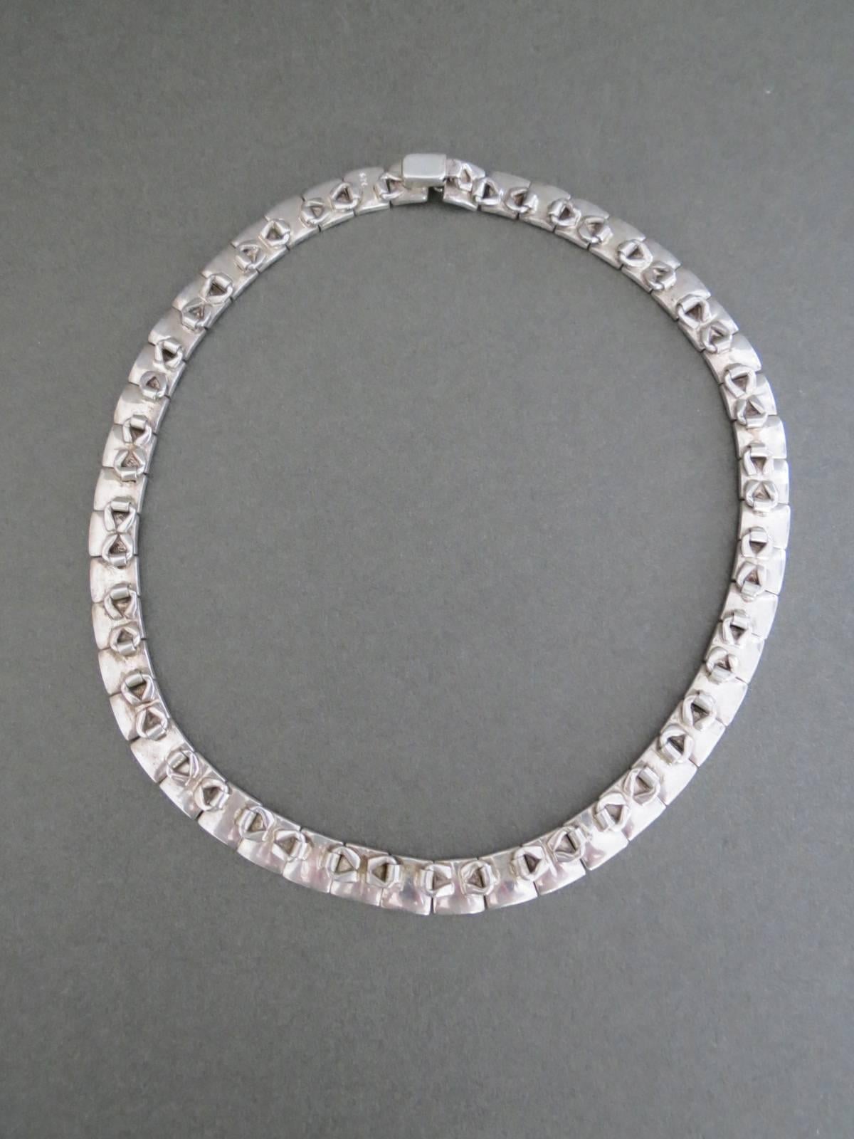 Modernist Mid Century Silver Choker Necklace  For Sale 1