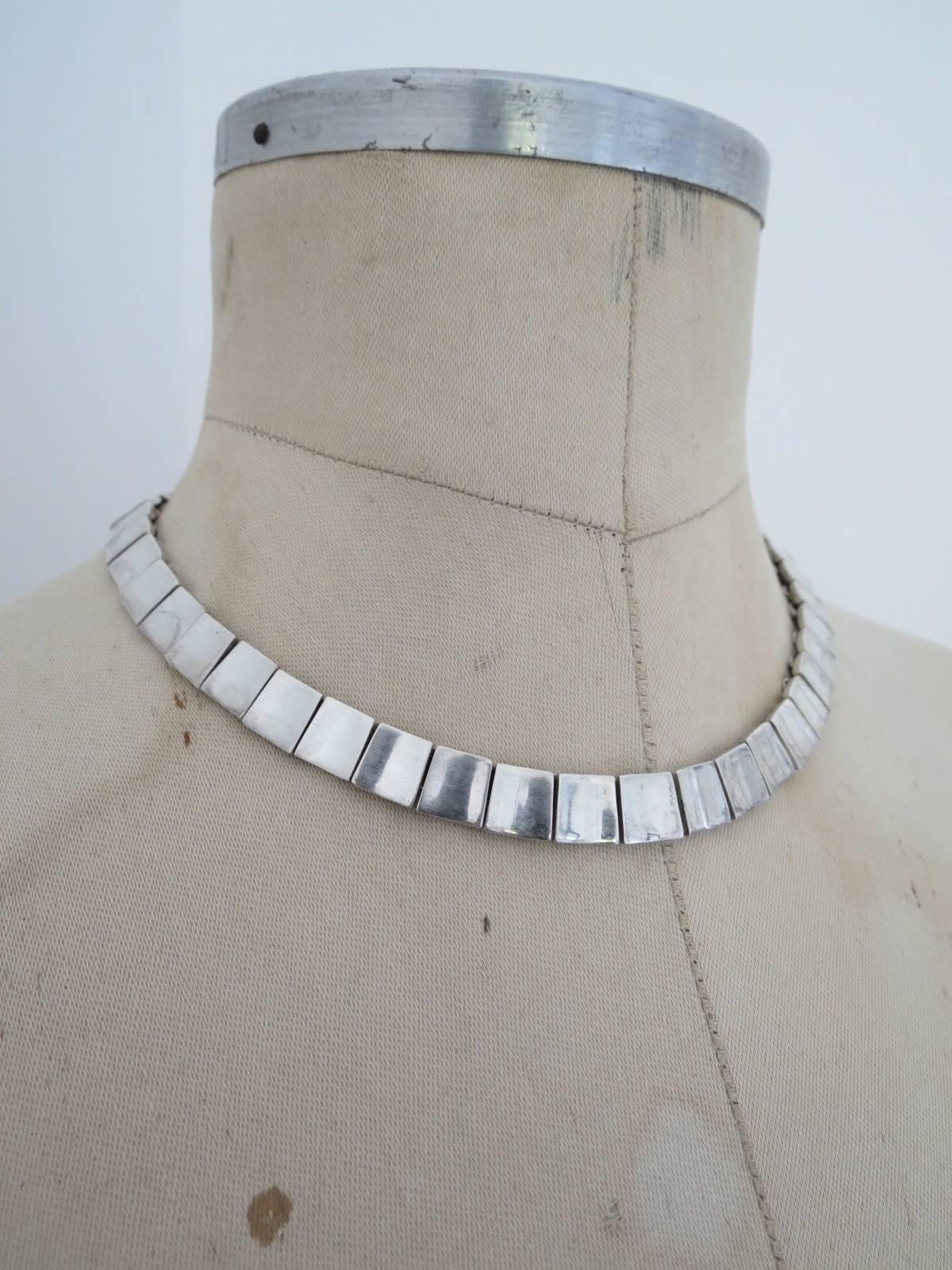 Modernist Mid Century Silver Choker Necklace  For Sale 4