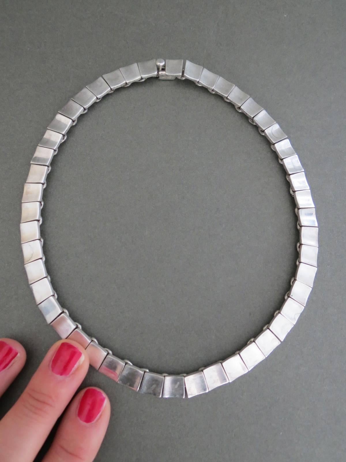 Modernist Mid Century Silver Choker Necklace  For Sale 2