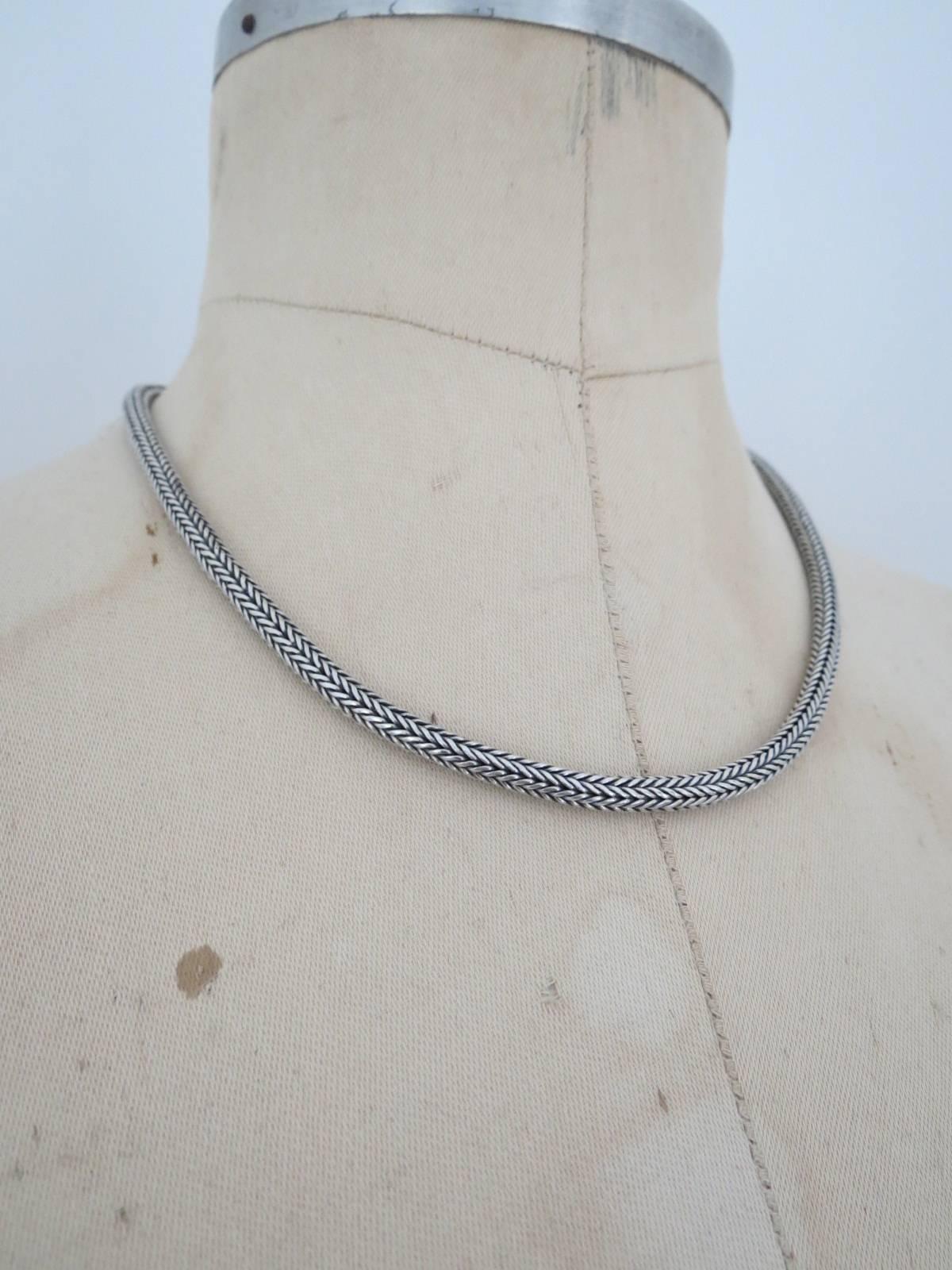 Vintage Danish Silver Snakeskin Modernist Necklace For Sale 5