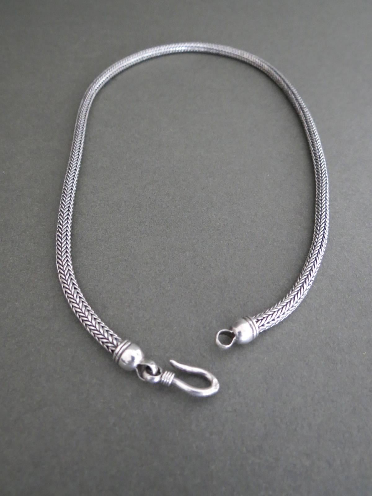 Vintage Danish Silver Snakeskin Modernist Necklace For Sale 3