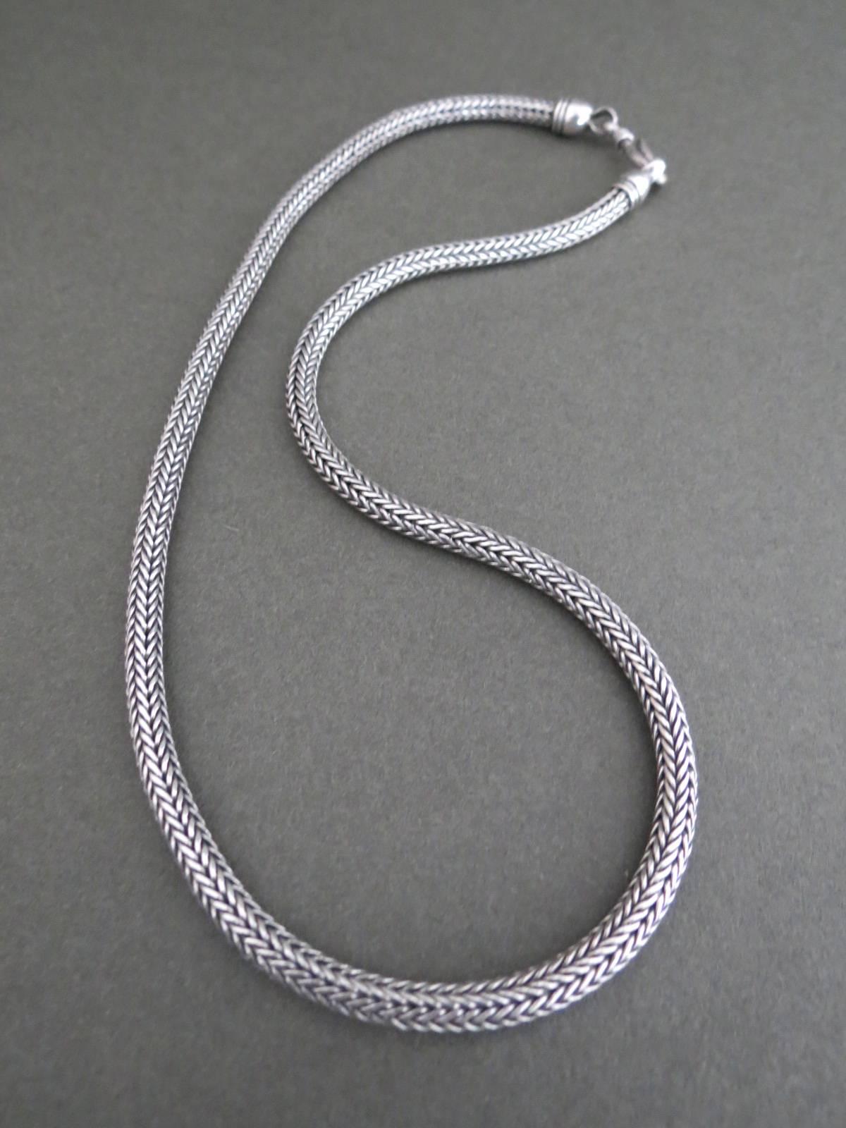 Women's or Men's Vintage Danish Silver Snakeskin Modernist Necklace For Sale