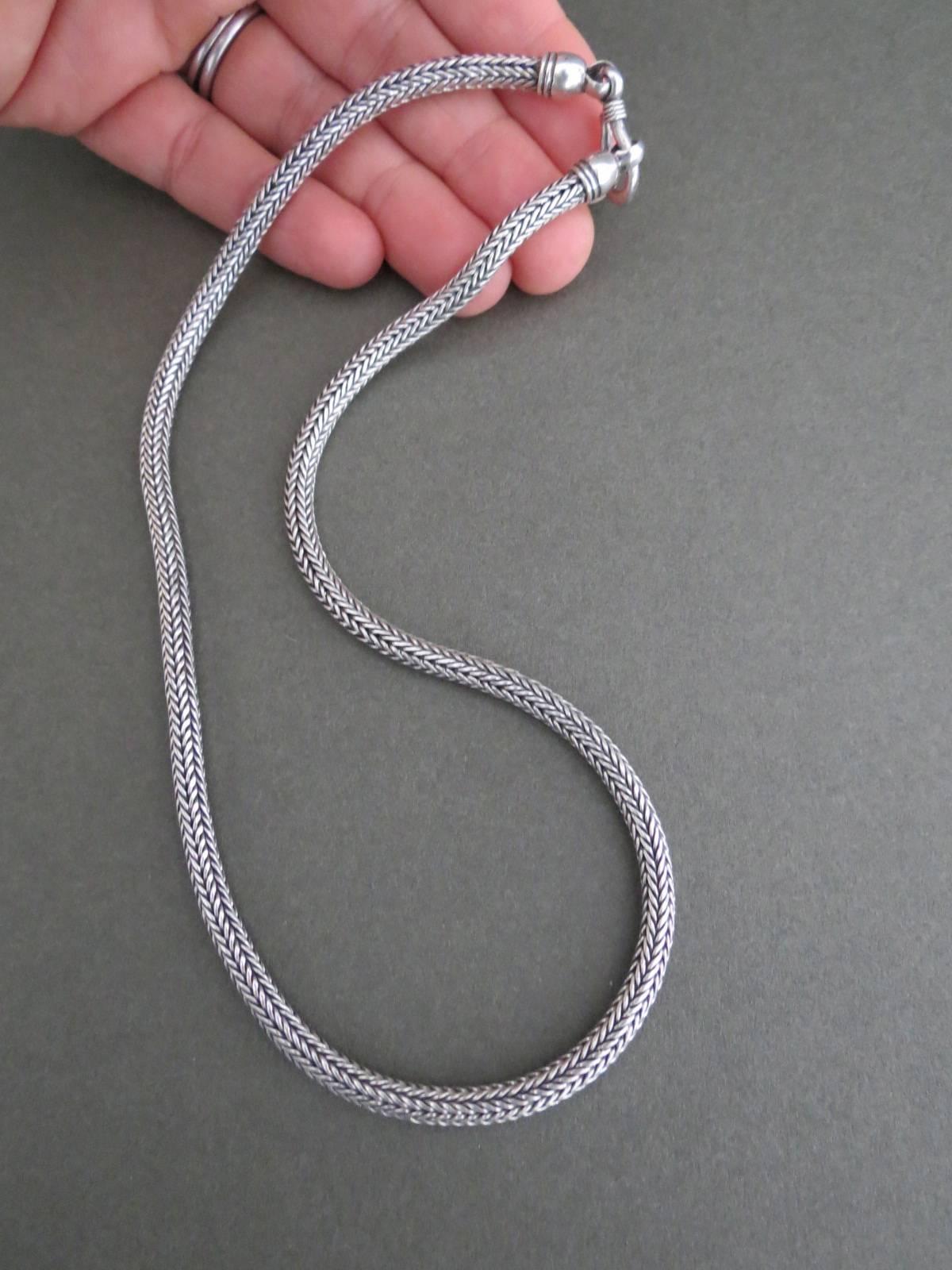 Vintage Danish Silver Snakeskin Modernist Necklace For Sale 4