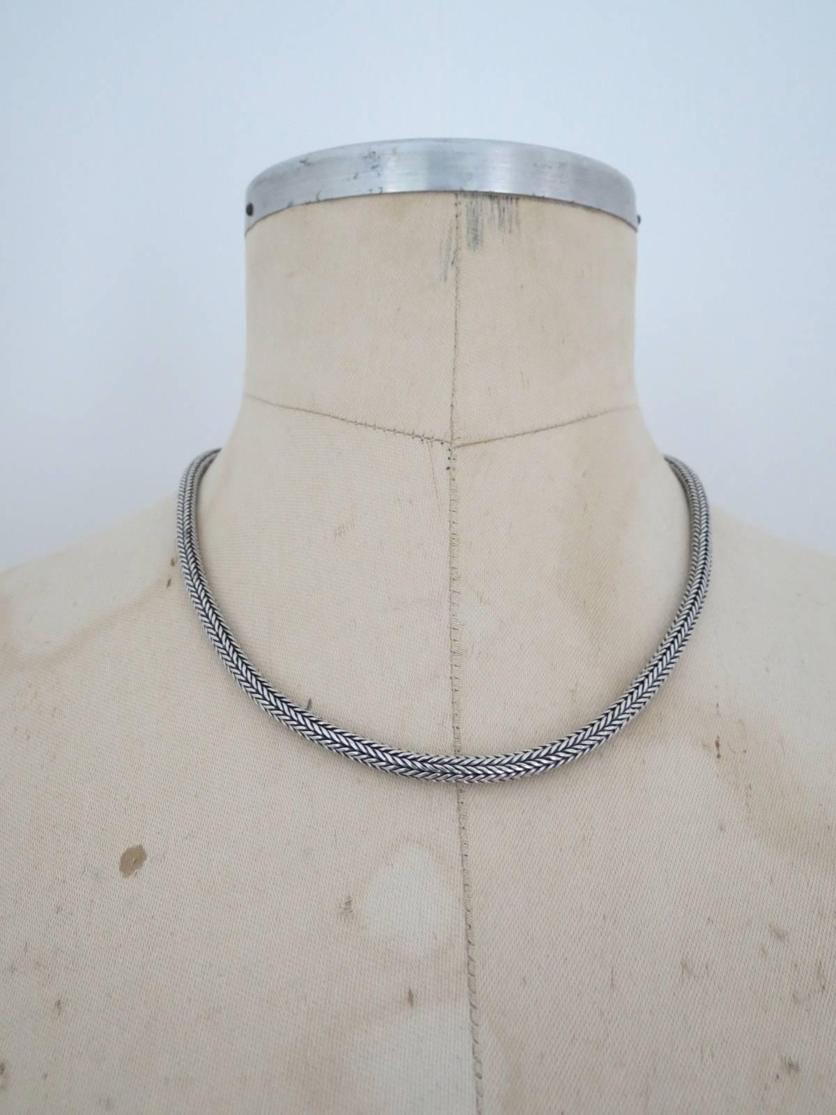 Vintage Danish Silver Snakeskin Modernist Necklace For Sale 6