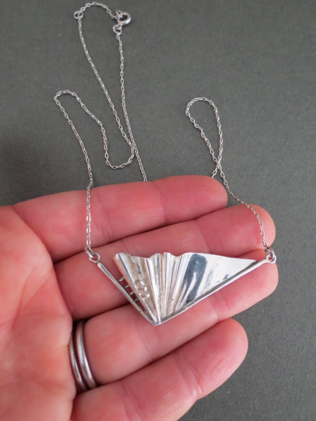 Women's Danish Silver Modernist Mid Century Choker Necklace  For Sale