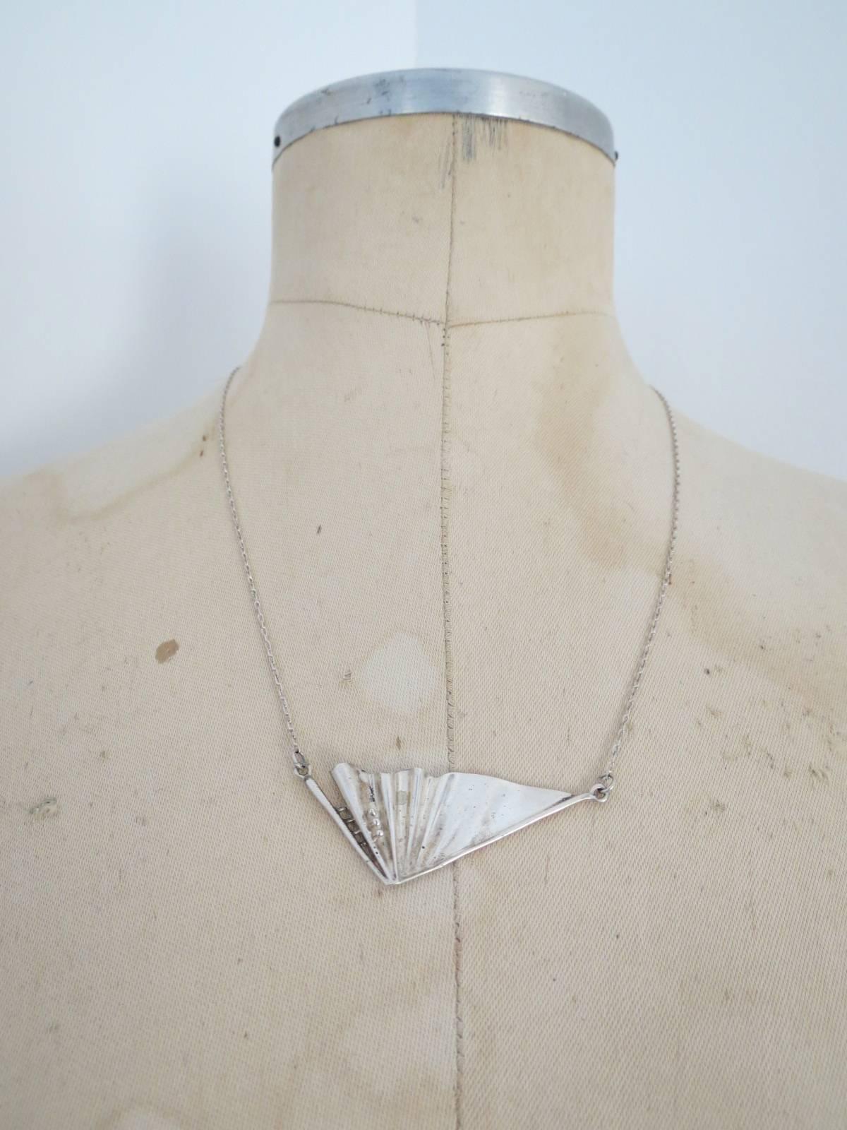 Danish Silver Modernist Mid Century Choker Necklace  For Sale 4