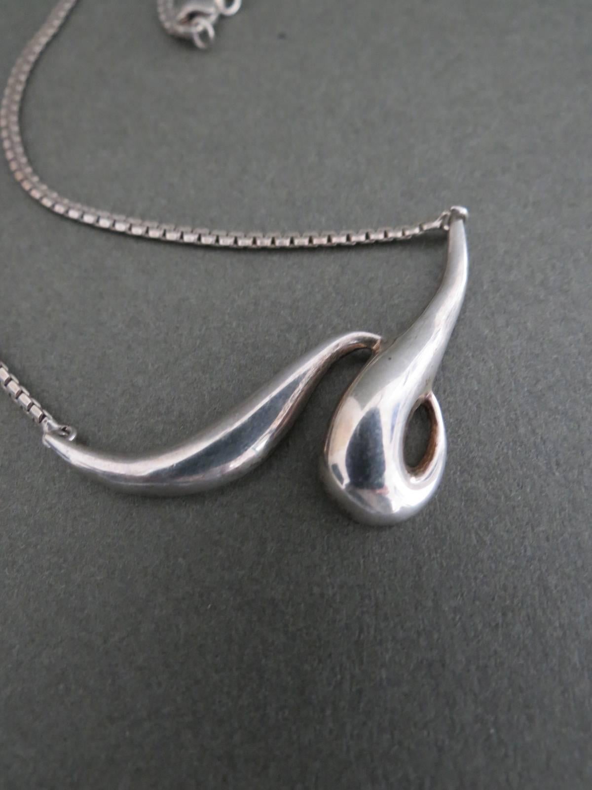 Women's Danish Silver Modernist Mid Century Choker Necklace  For Sale