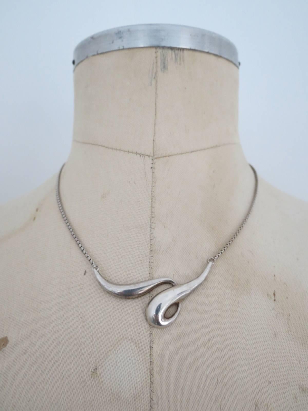 Danish Silver Modernist Mid Century Choker Necklace  For Sale 5