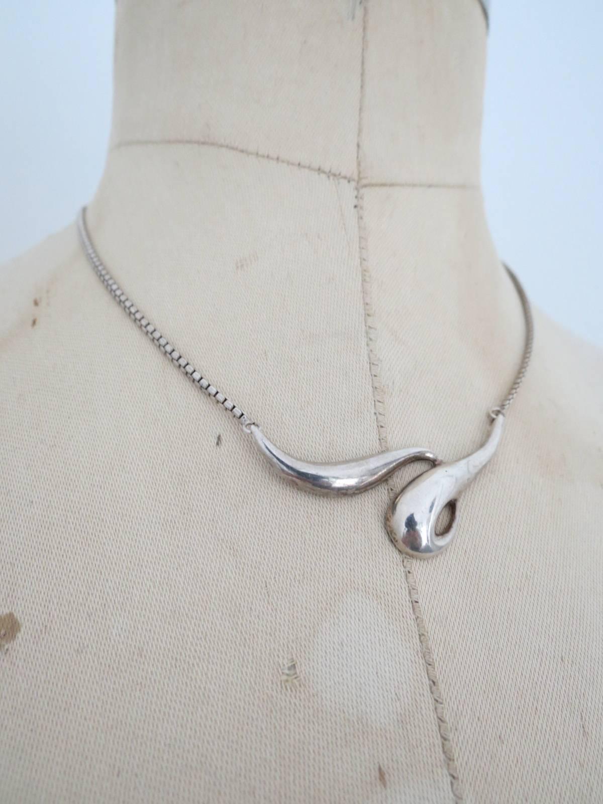 Danish Silver Modernist Mid Century Choker Necklace  For Sale 6