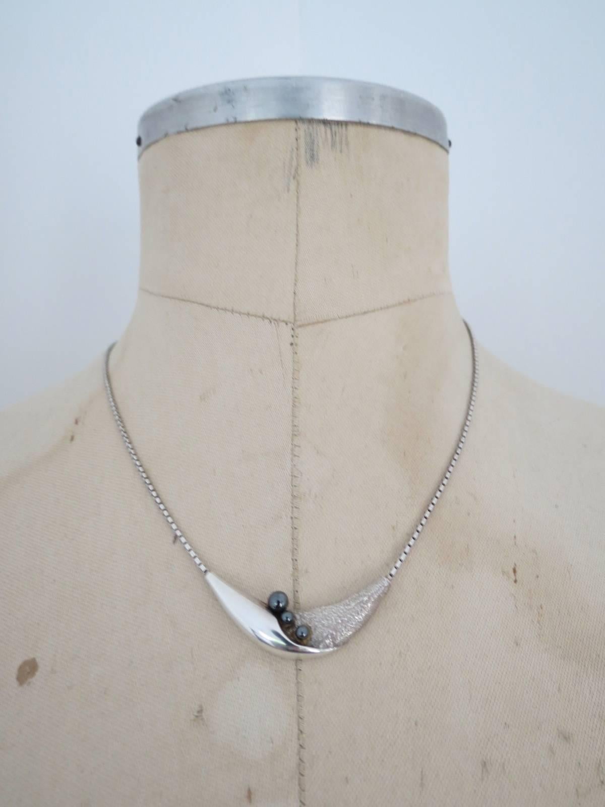 Danish Silver Modernist Mid Century Necklace by Niels Erik From  For Sale 2