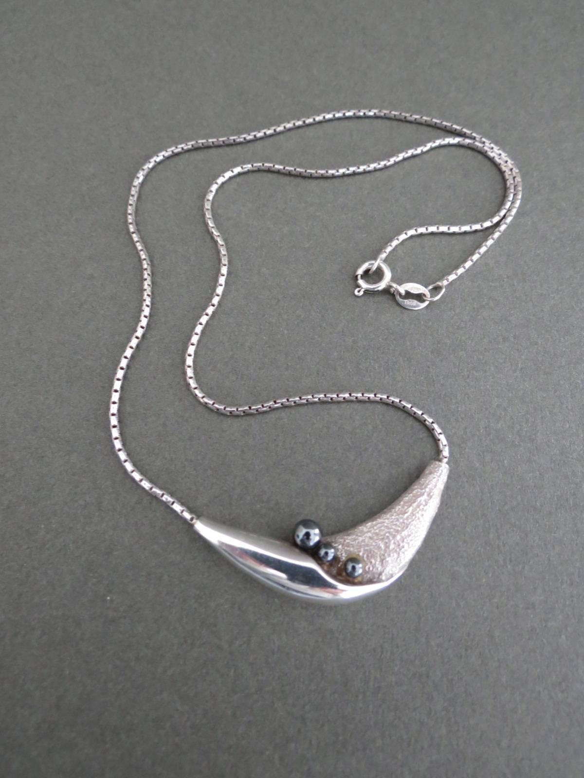 Danish Silver Modernist Mid Century Necklace by Niels Erik From  In Good Condition For Sale In Hove, GB