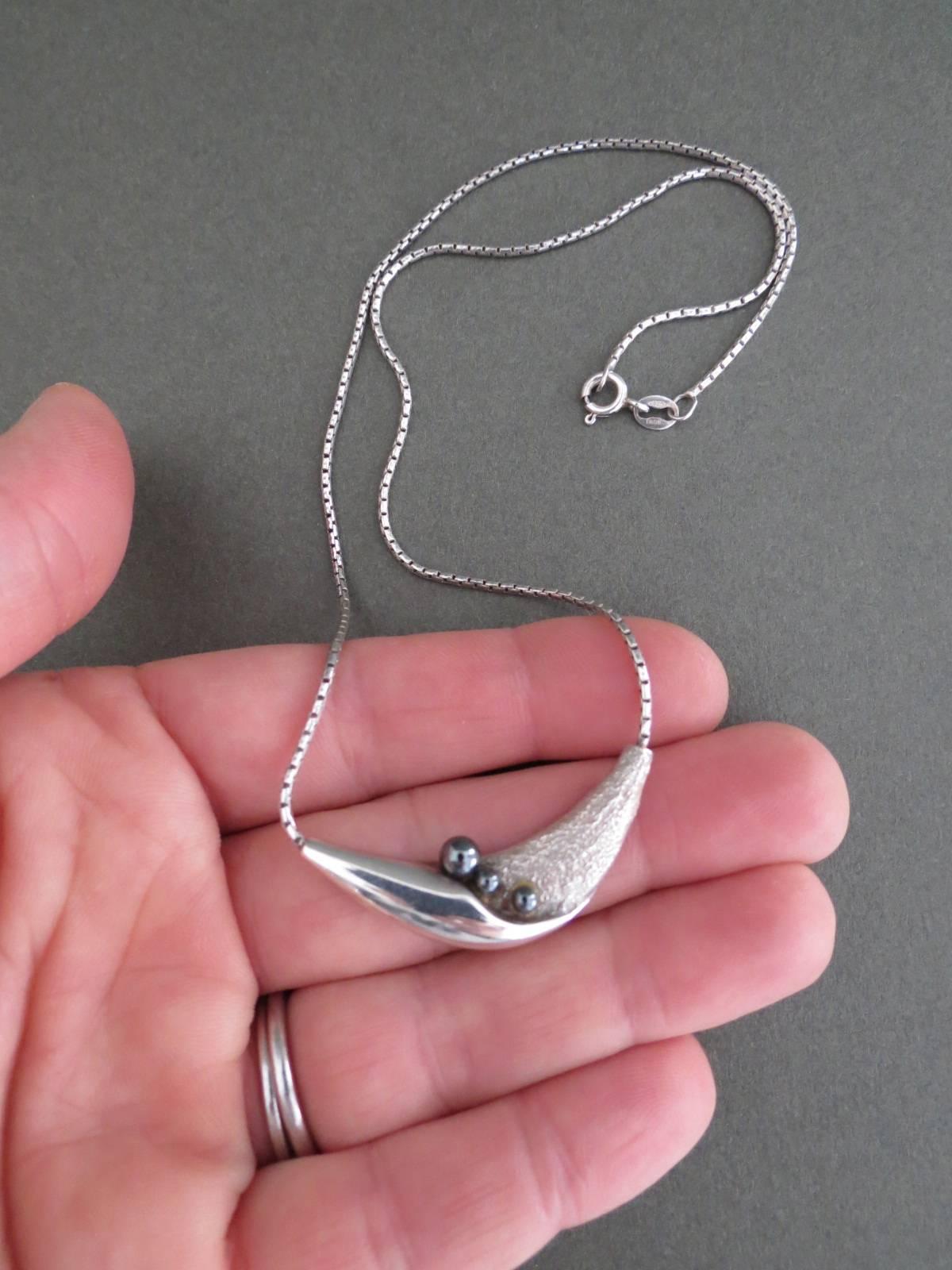 Danish Silver Modernist Mid Century Necklace by Niels Erik From  For Sale 6