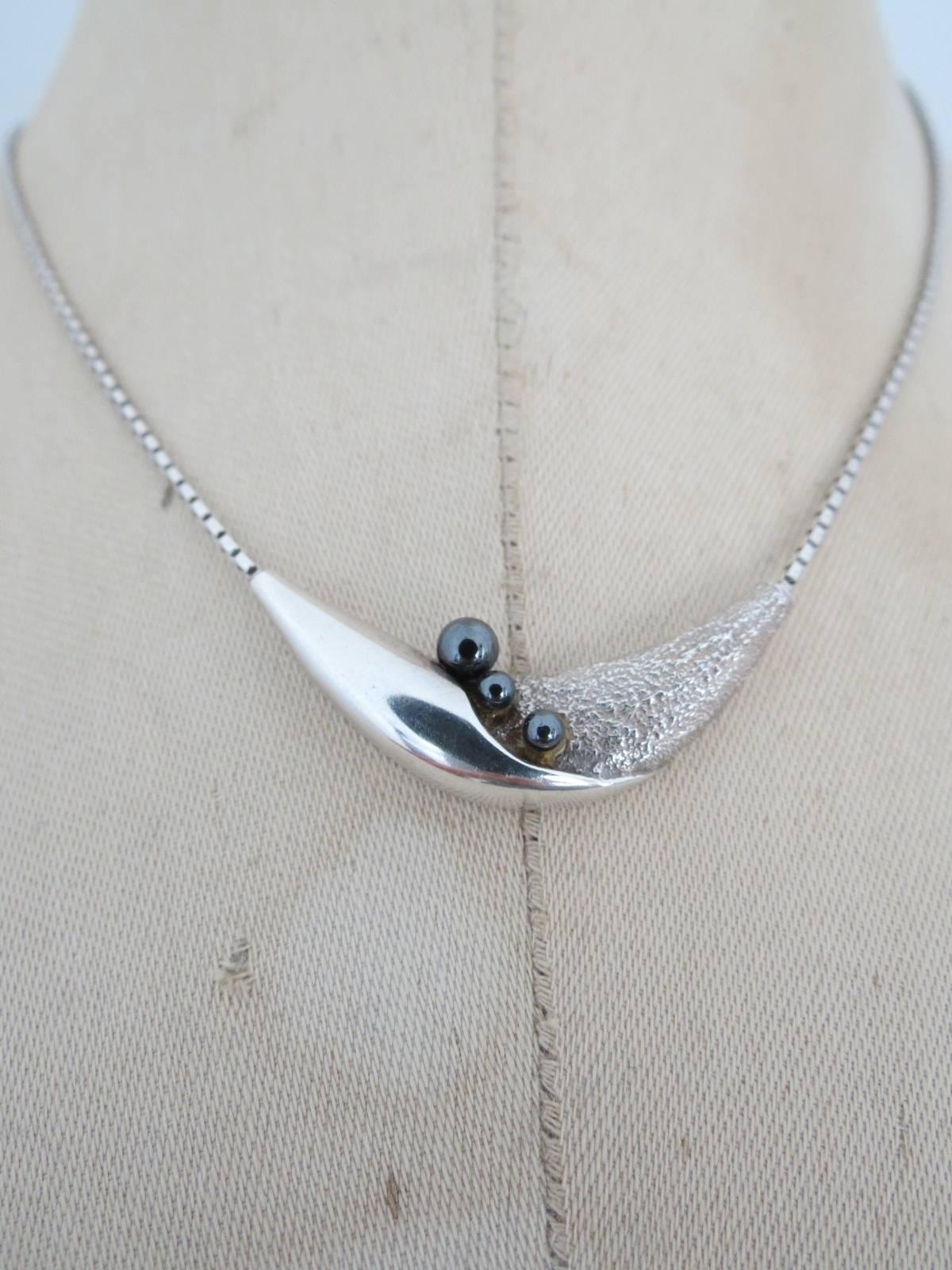 Danish Silver Modernist Mid Century Necklace by Niels Erik From  For Sale 4
