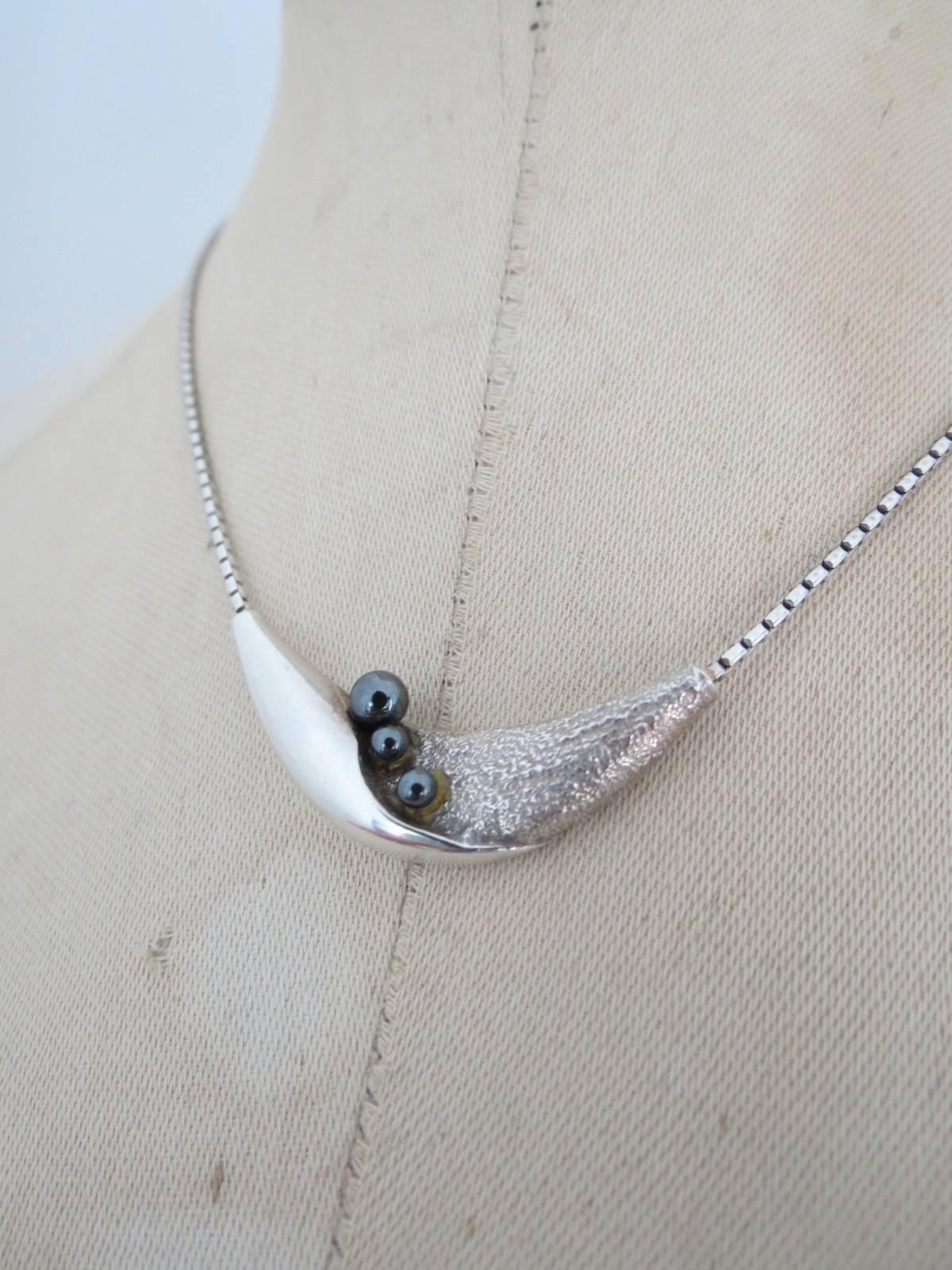 Danish Silver Modernist Mid Century Necklace by Niels Erik From  For Sale 1